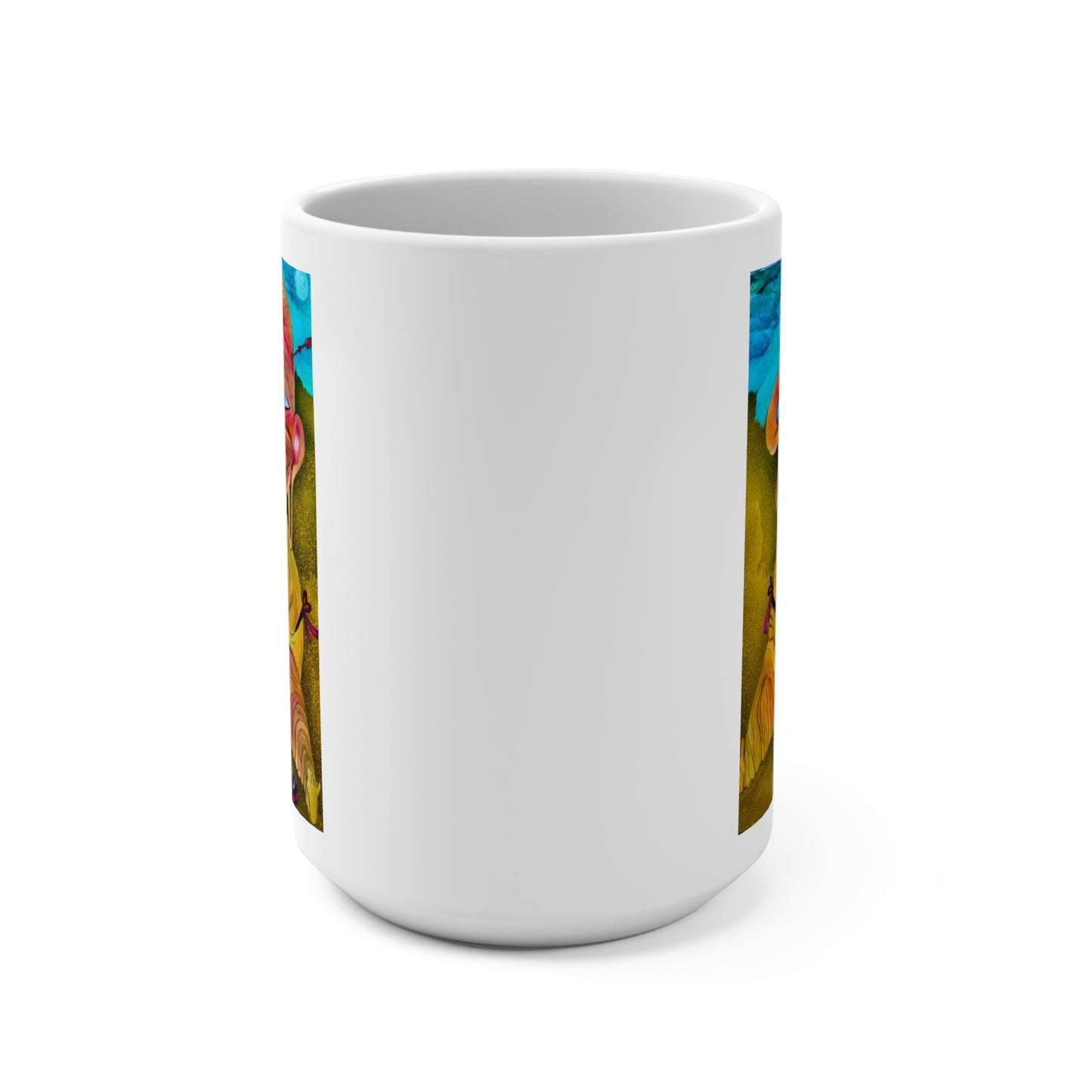 Colorful Whimsical Art Mug, 15oz Coffee Cup, Unique Gift, Fun Kitchen Decor, Art Lover's Choice, Quirky Drinkware