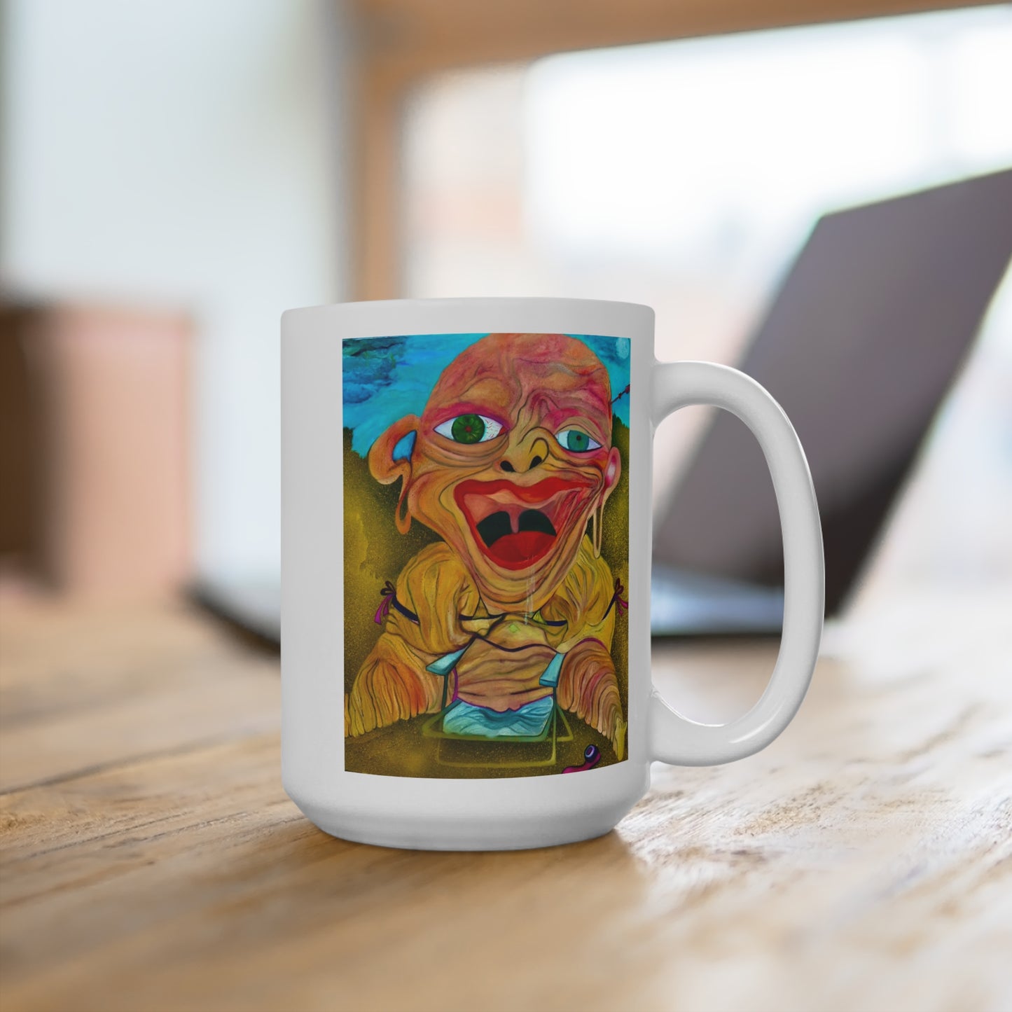 Colorful Whimsical Art Mug, 15oz Coffee Cup, Unique Gift, Fun Kitchen Decor, Art Lover's Choice, Quirky Drinkware