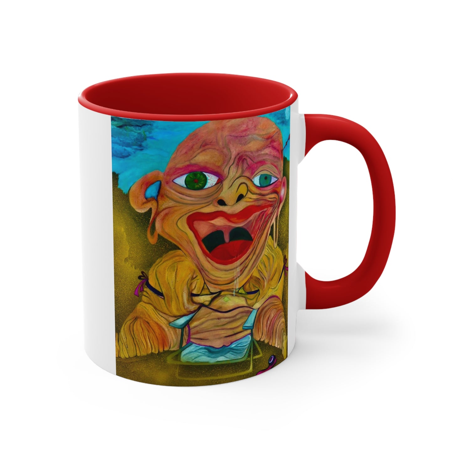 11oz ceramic mug – playful and artsy design, perfect for coffee lovers.