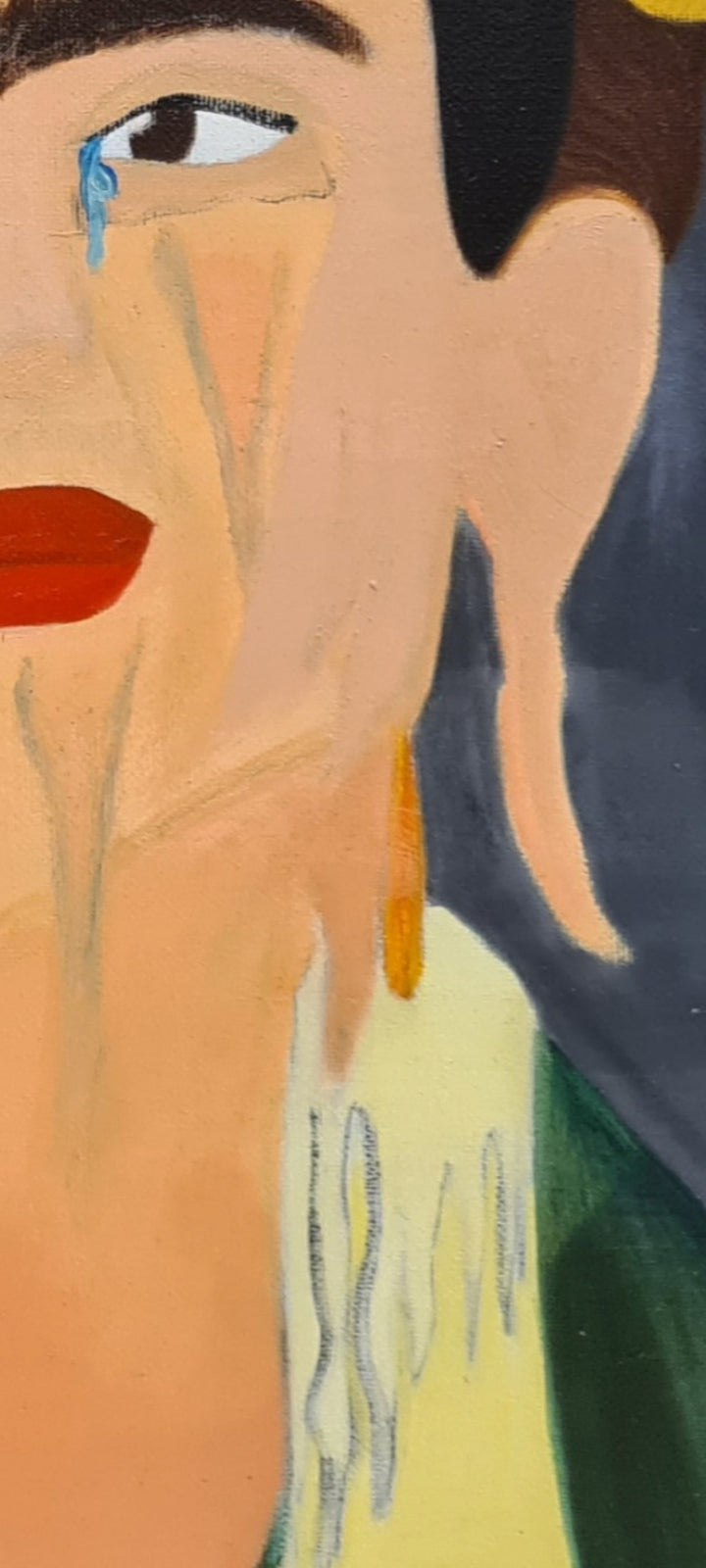 Contemporary Canvas Artwork Featuring Portraits of Frida Kahlo and Salvador Dalí