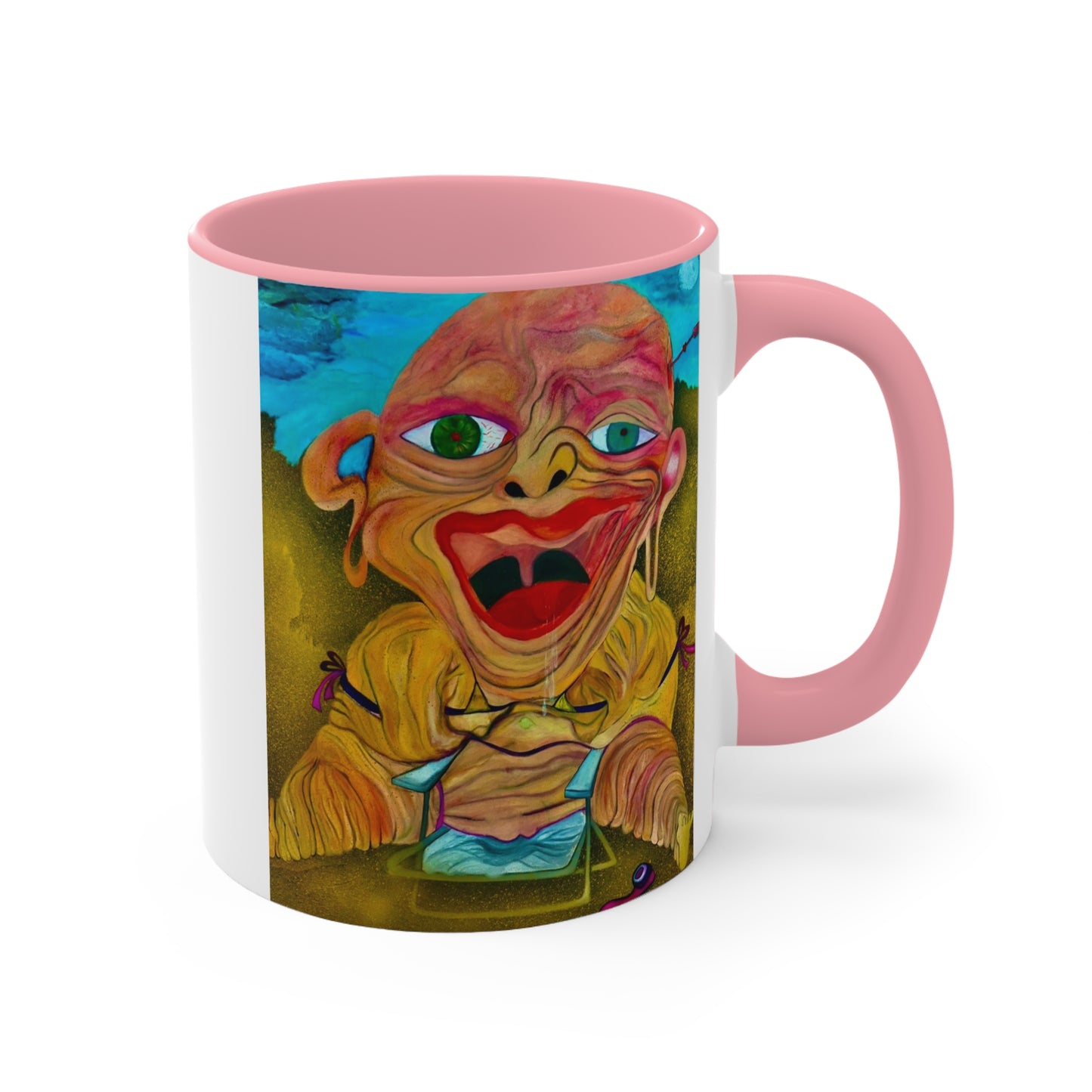 Artsy whimsical coffee mug, 11oz ceramic cup for home, office, or gifts.