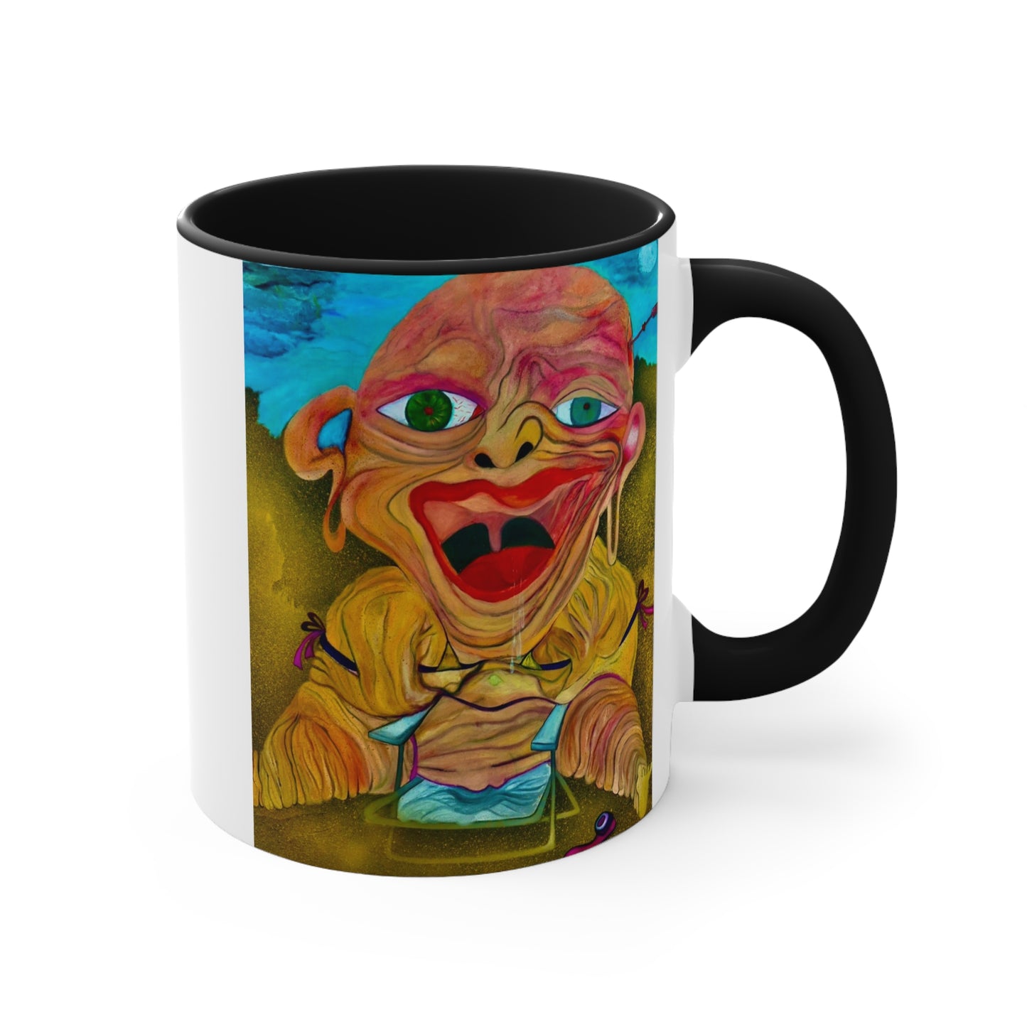 Colorful and quirky 11oz ceramic mug, ideal for coffee, tea, or hot chocolate.