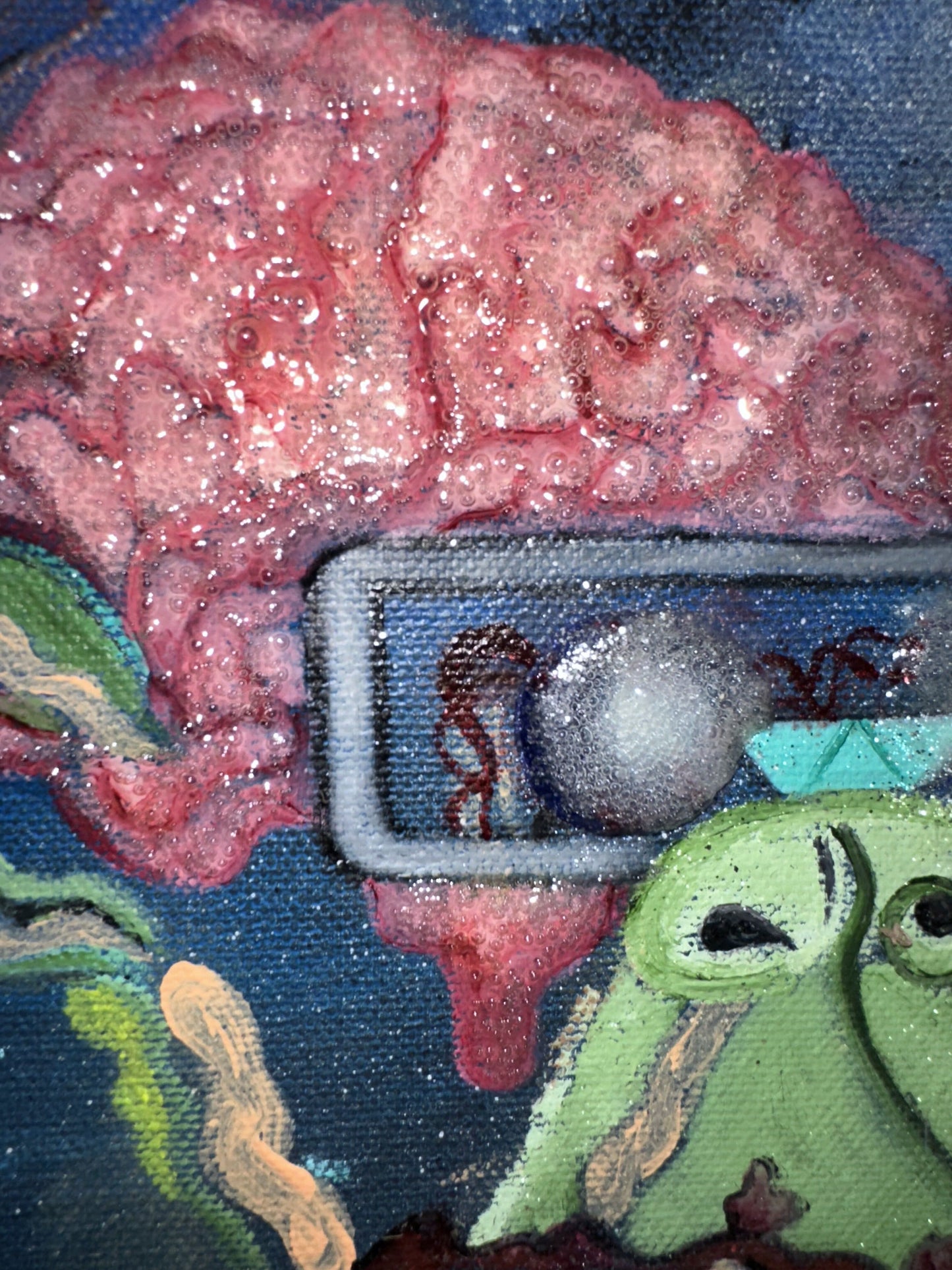 Cerebros Mutantes – Pintura al óleo surrealista en 3D para coleccionistas