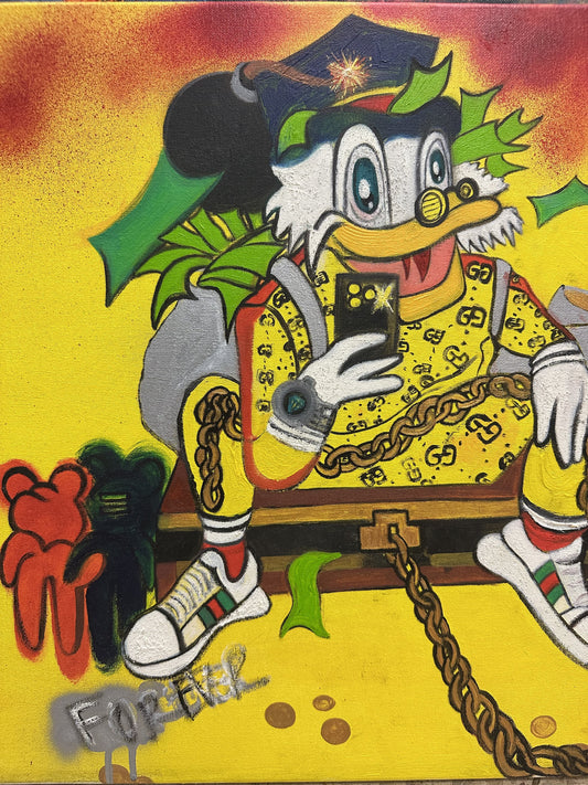 Donald Duck Surreal Fashion – Original Oil Painting