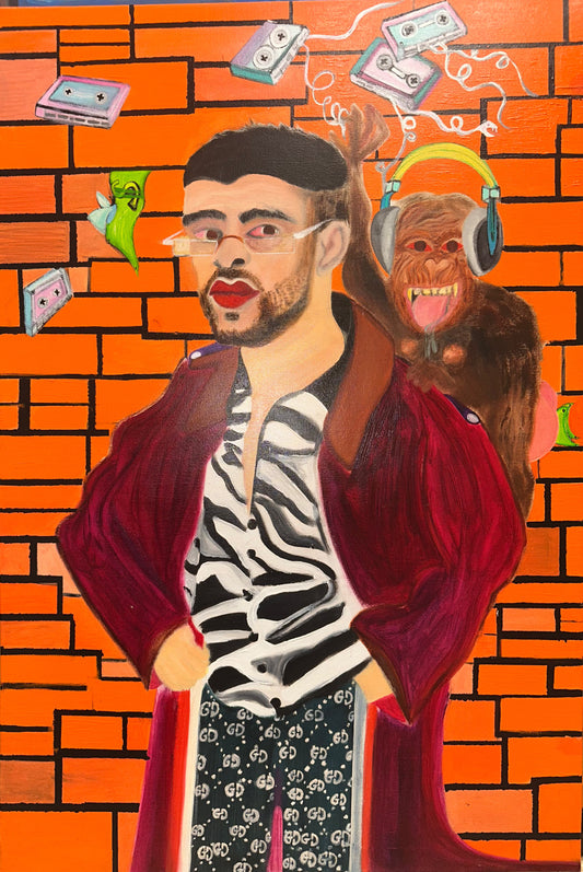 Bad Bunny en óleo surrealista: Moda urbana y cultura pop