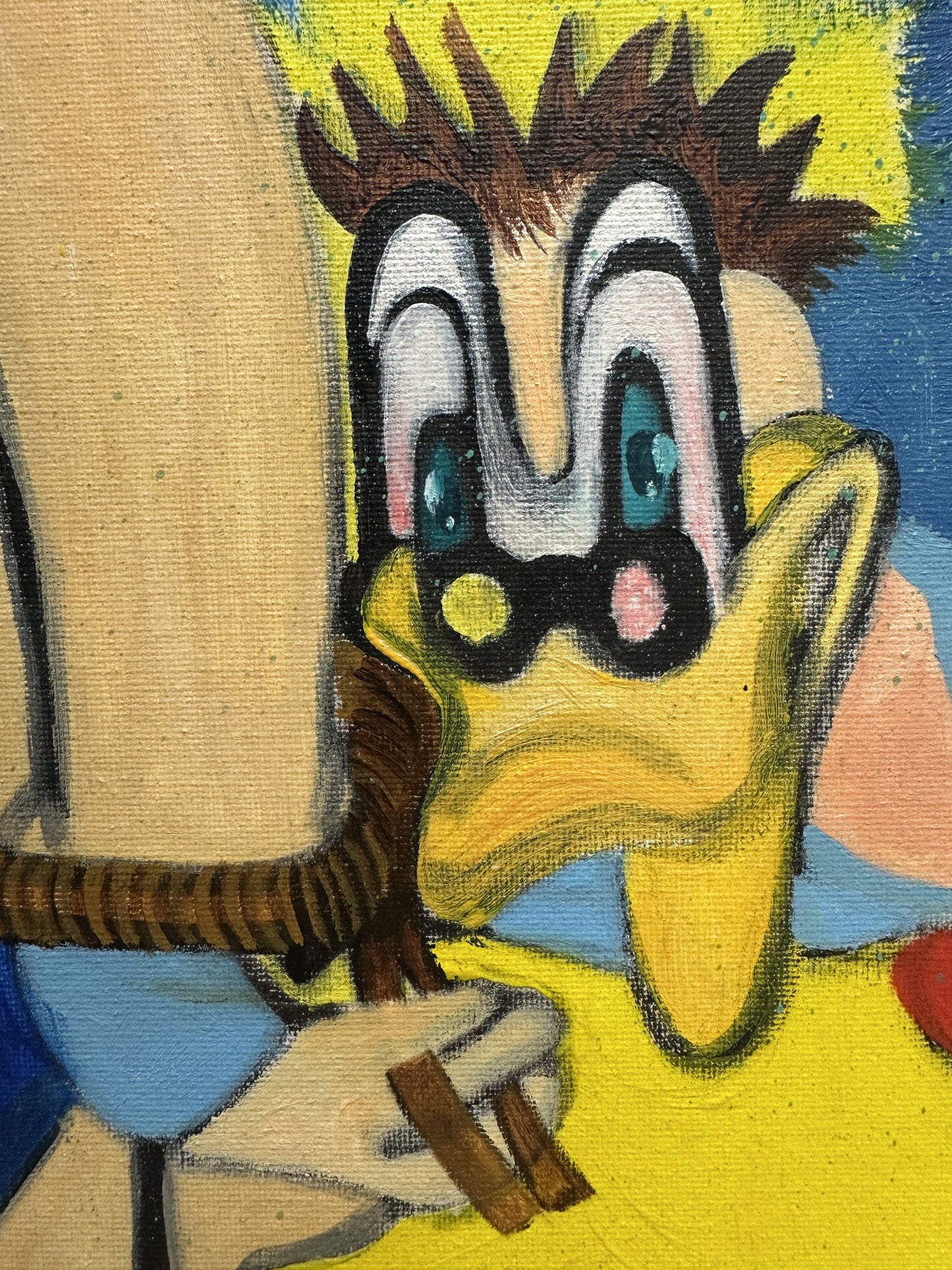 Donald Duck Oil and Acrylic Spray Painting on Canvas 90x60cm – Monopoly Style Artwork