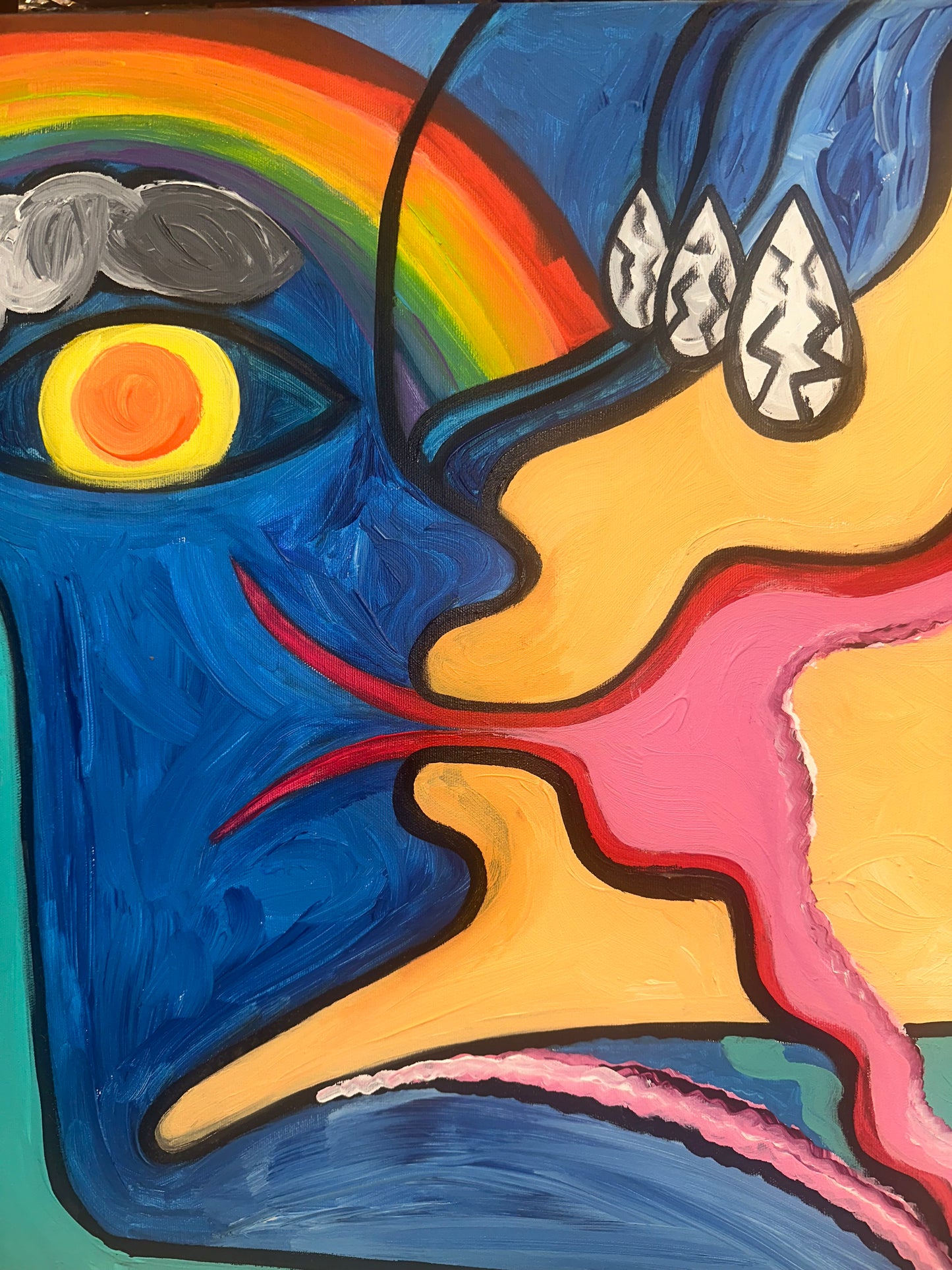 Surrealist Acrylic Painting on Canvas – ‘Time to Marry the Sky’ | Unique Decorative Artwork
