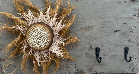 Rustic wooden key rack with hooks, ideal for entryway organization
