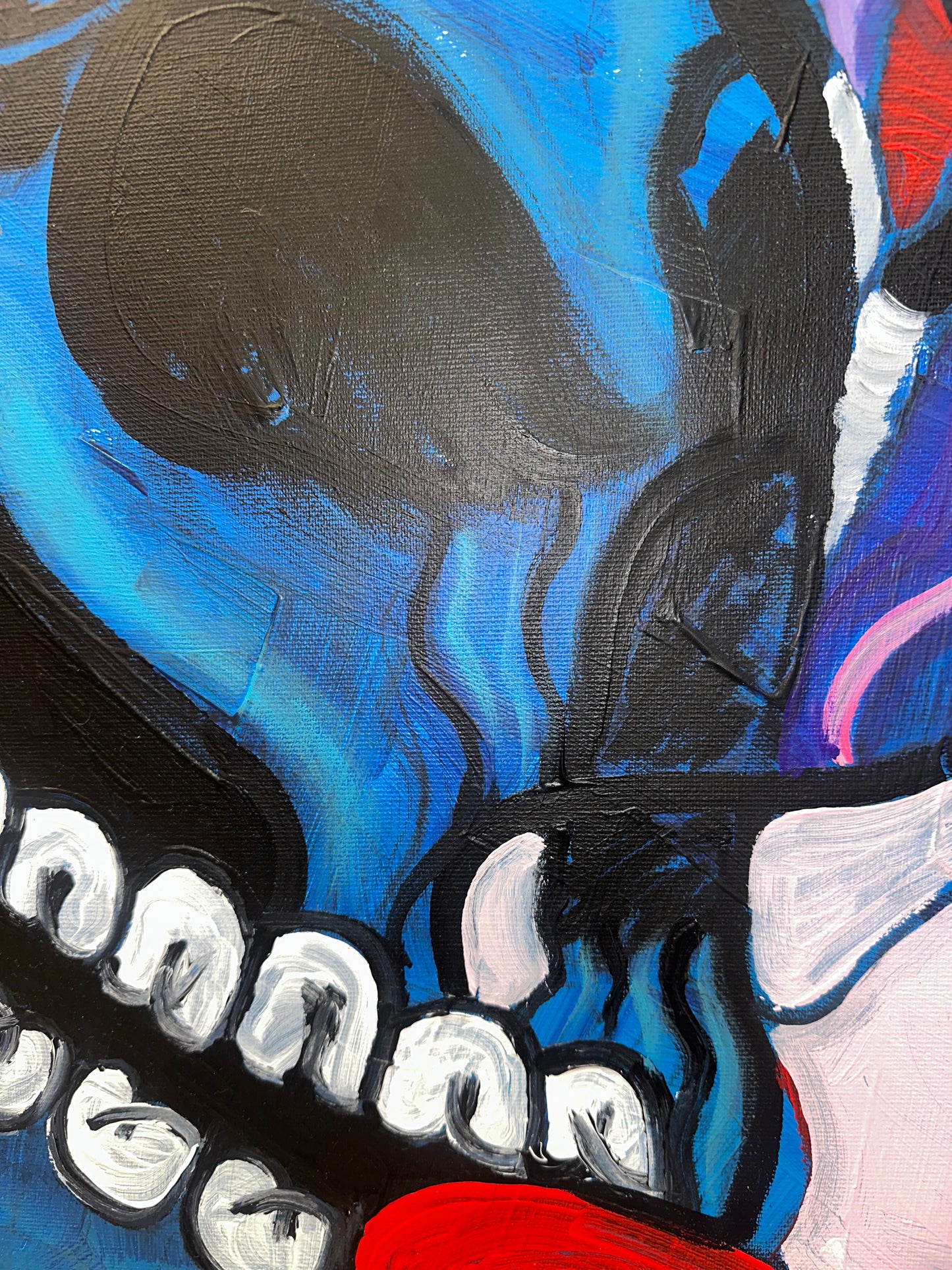 Surrealist Canvas of Mexican Catrina with Skull and Snakes – Love, Couple and Life-Death Duality, Ideal for Collectors